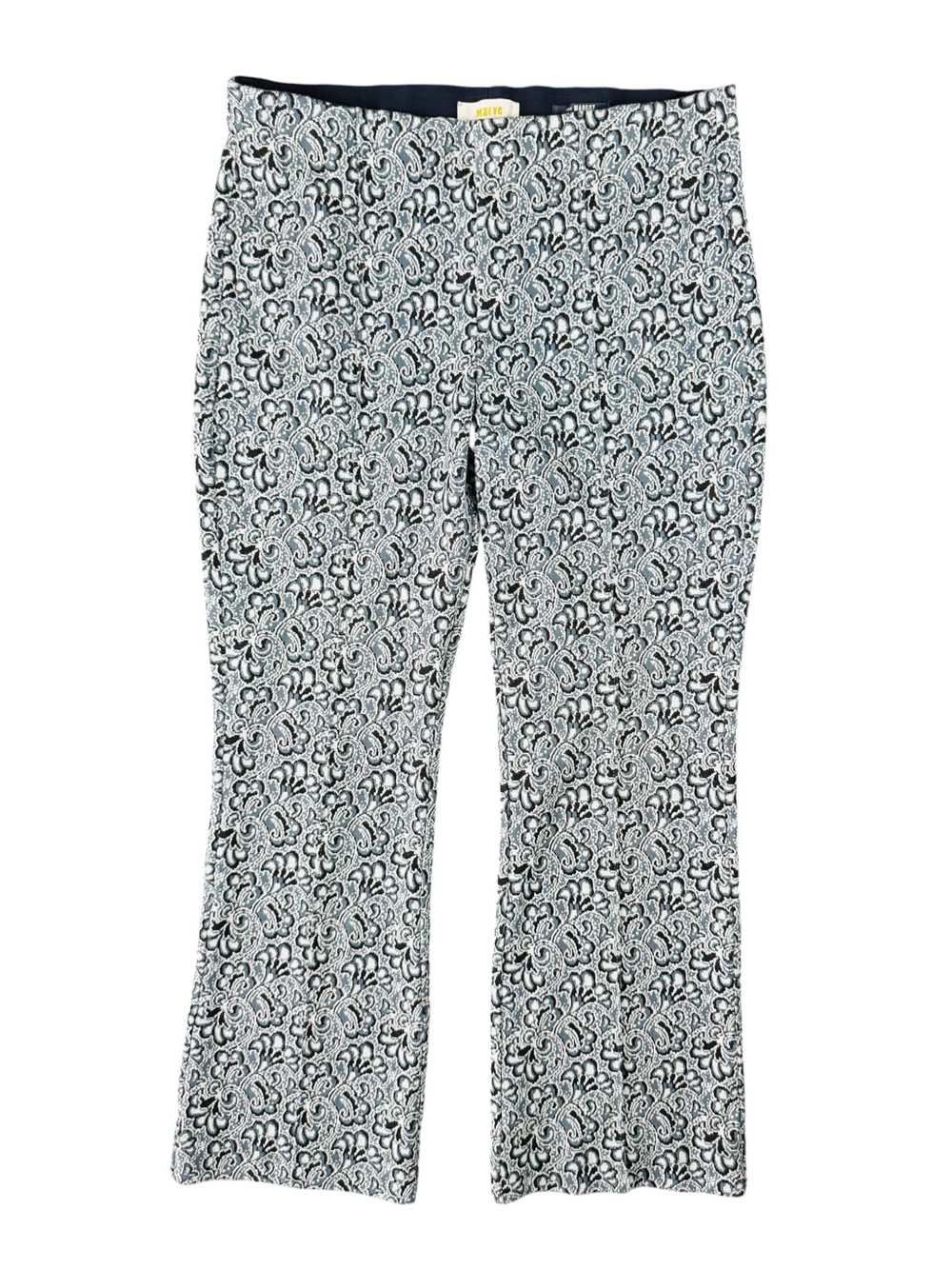 Anthropologie Maeve The Margot Pants Small Blue Black Floral Jacquard Knit Flare